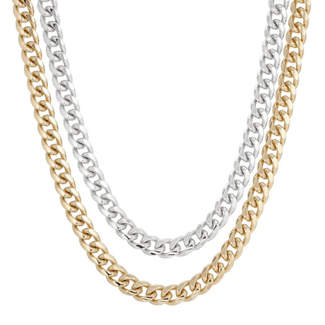 TWO-TONED DOUBLE CURB CHAIN NECKLACE by eklexic jewelry