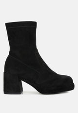 two-cubes suede platform ankle boots by London Rag