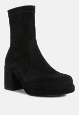 two-cubes suede platform ankle boots by London Rag