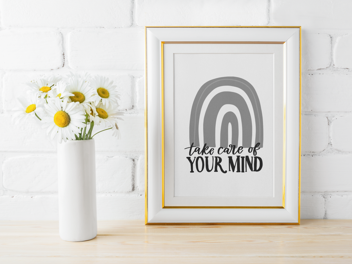 Take Care Of Your Mind Mental Health Inspirational Wall Decor Quote Print by WinsterCreations™ Official Store