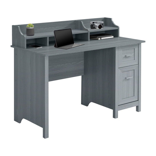 Techni Mobili Classic Office Desk with Storage, Grey by Level Up Desks