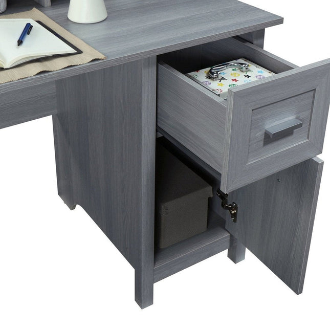 Techni Mobili Classic Office Desk with Storage, Grey by Level Up Desks