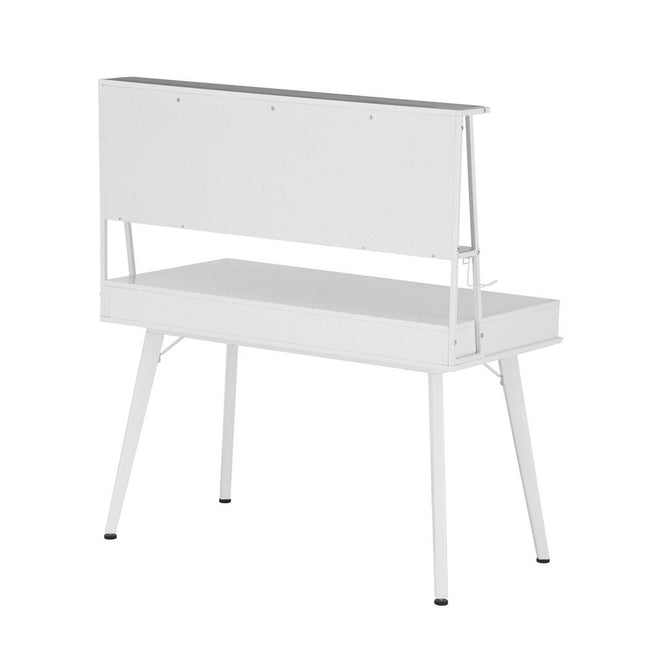 Techni Mobili Study Computer Desk with Storage & Magnetic Dry Erase White Board, White by Level Up Desks