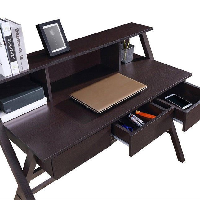 Techni Mobili Writing Desk with Storage, Wenge by Level Up Desks