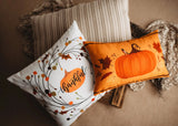 Thankful Primitive Pumpkin Wreath Pillow Cover |  Thanksgiving Décor | Farmhouse Pillows | Country Decor | Fall Throw Pillows | Gift for her by UniikPillows