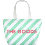 The Goods Cooler Insulated Tote Bag in Green and White Stripes | Soft Flexible Cooler by The Bullish Store