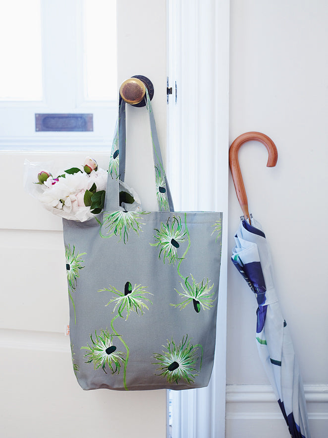 Tote Bag: Thistle on Grey by India & Purry