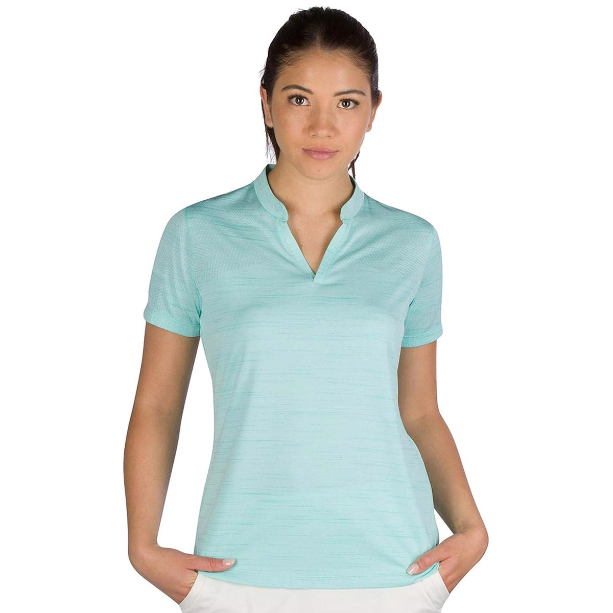 Three Sixty Six Women’s Short Sleeve Collarless Golf Polo by PROOZY