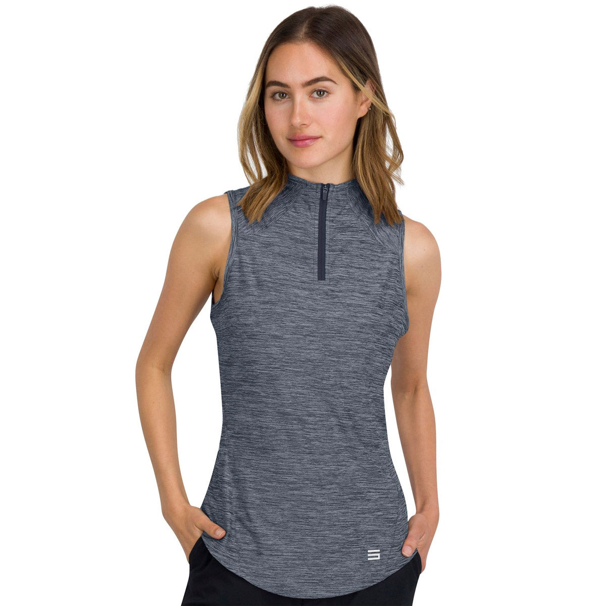 Three Sixty Six Women's Sleeveless Mock Neck Golf Polo by PROOZY