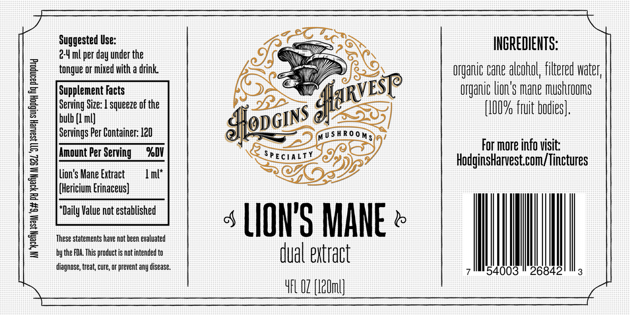Lion's Mane Dual Extract Tincture by Hodgins Harvest