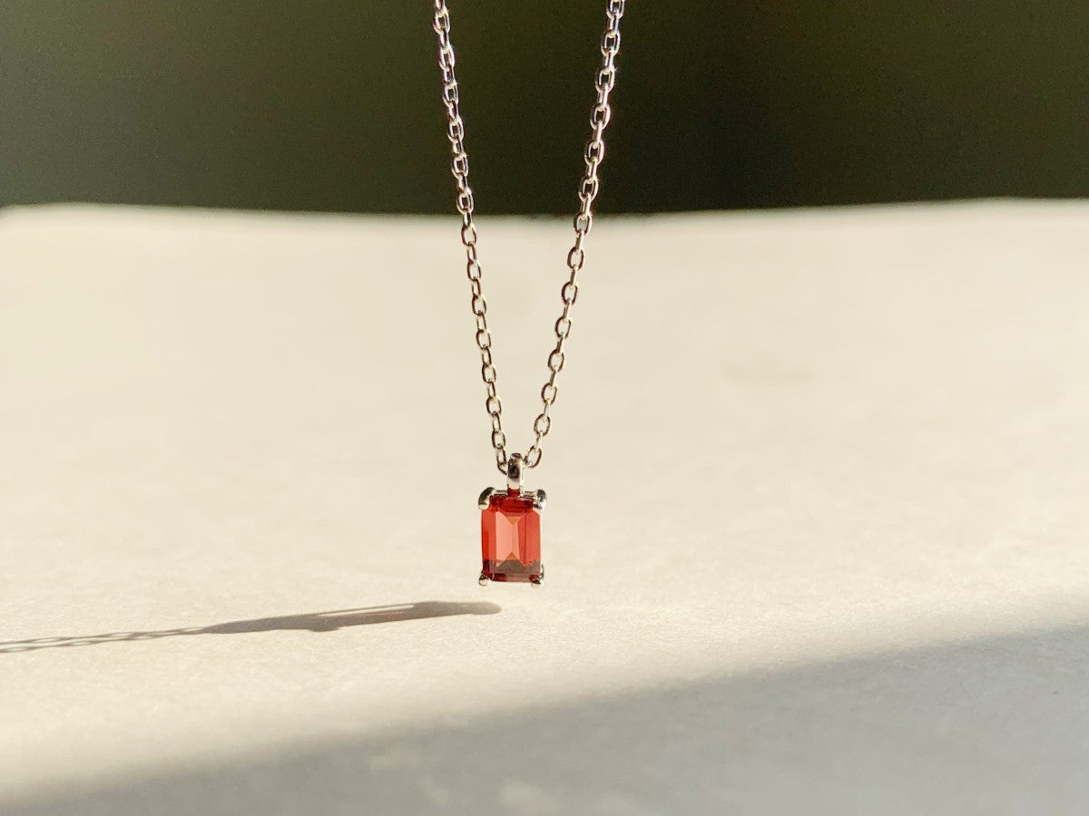 Birthstone Silver Necklace - January by Little Sky Stone