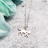 Tiny Cat Initial Pendant Silver Necklace by Salt and Sparkle