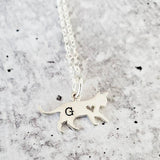 Tiny Cat Initial Pendant Silver Necklace by Salt and Sparkle