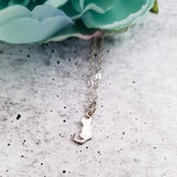 Tiny Cat Silver Initial Necklace by Salt and Sparkle