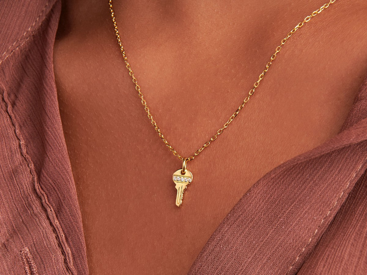 Tiny Key Necklace Charm by Little Sky Stone