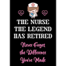 The Nurse The Legend Has Retired - Never Forget The Difference You've Made: Nurse Retirement Gifts for Women Funny - Gifts for Nurses - Retiring Nurse