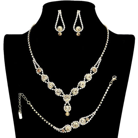 3PCS Rhinestone Bubble Necklace Jewelry Set by Madeline Love