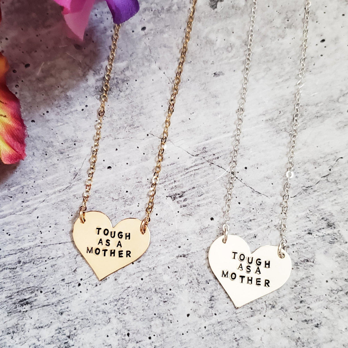 Tough as a Mother Heart Necklace by Salt and Sparkle