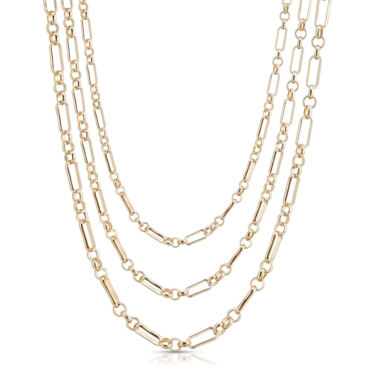 Triple Small Multi Link Chain Necklace by eklexic jewelry