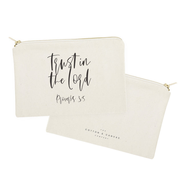 Trust in the Lord, Proverbs 3:5 Cotton Canvas Cosmetic Bag by The Cotton & Canvas Co.