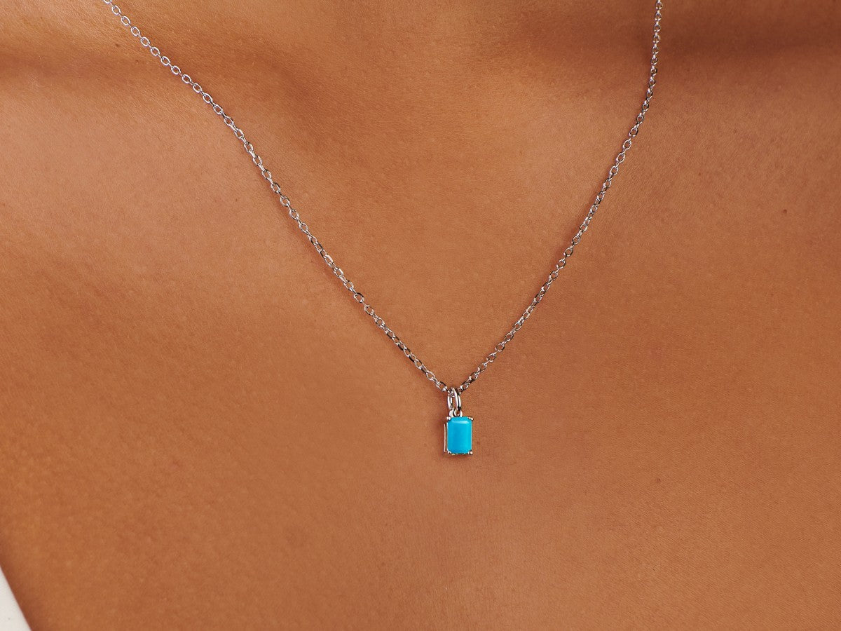 Birthstone Turquoise Silver Necklace - December by Little Sky Stone