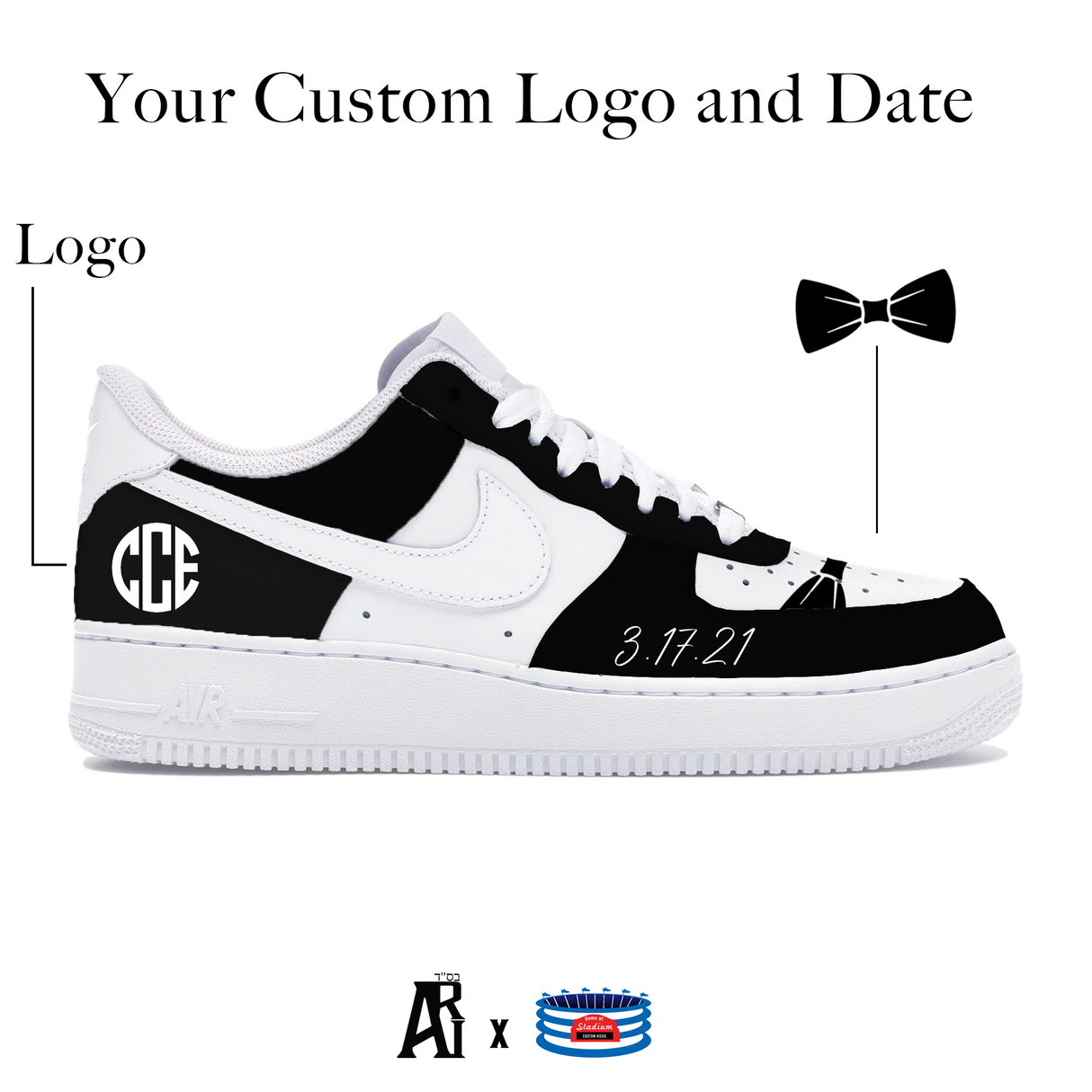 "Tuxedo" Nike Air Force 1 Low Shoes by Stadium Custom Kicks