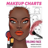 Makeup Charts - Face Charts for Makeup Artists: Black Model - OBLONG face shape