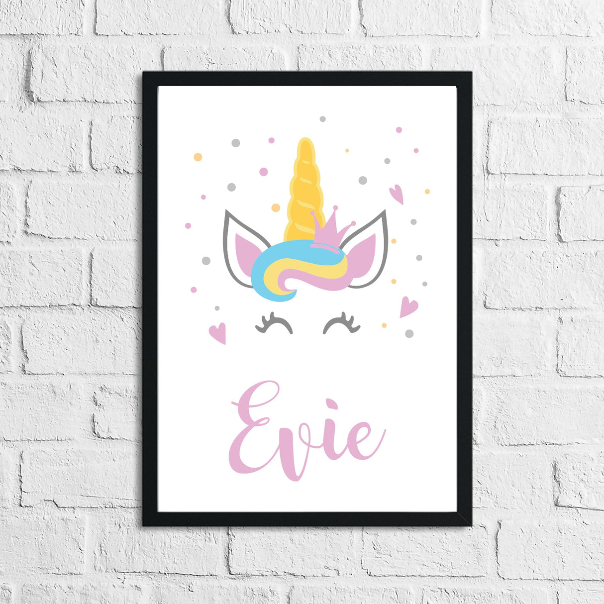 Personalised Pink Font Unicorn Name Children's Room Wall Decor Print by WinsterCreations™ Official Store