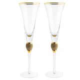 The Wine Savant Diamond Champagne Flutes Set of 2 Glasses, Dimond Rhinestone Studded Long Stem, 7oz, Premium Designed Champagne Glasses for Spirits and Wine, Gift Boxed by The Wine Savant