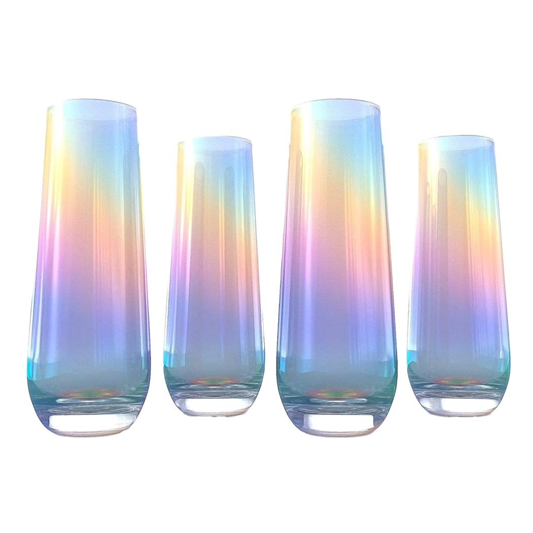 Iridescent Luster Pearl Radiance Set of 4 Wine Glasses 10oz - Radiant and Nostalgic Large Red or White Wine Glass, Entertaining An Ethereal Experience by The Wine Savant