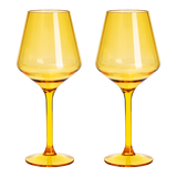 Floating Wine Glasses for Pool - Set of 2-15 OZ Shatterproof Poolside Wine Glasses, Tritan Plastic Reusable Stemware, Beach Outdoor Cocktail, Wine, Champagne, Water Glassware Spring Summer (Yellow) by The Wine Savant