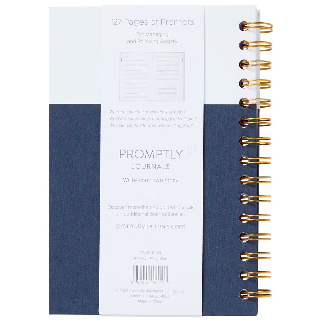 Peace of Mind: A Journal to Calm Anxiety (Navy) by Promptly Journals