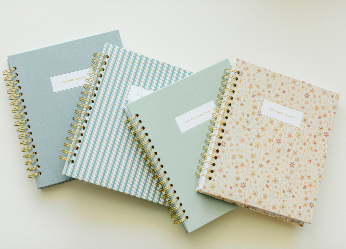 Our Family Recipes: A Meals and Memories Keepsake (Striped Linen) by Promptly Journals