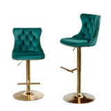 Golden Swivel Velvet Barstools by Blak Hom