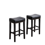 Set of 2  Faux Leather Stools Farmhouse Style by Blak Hom