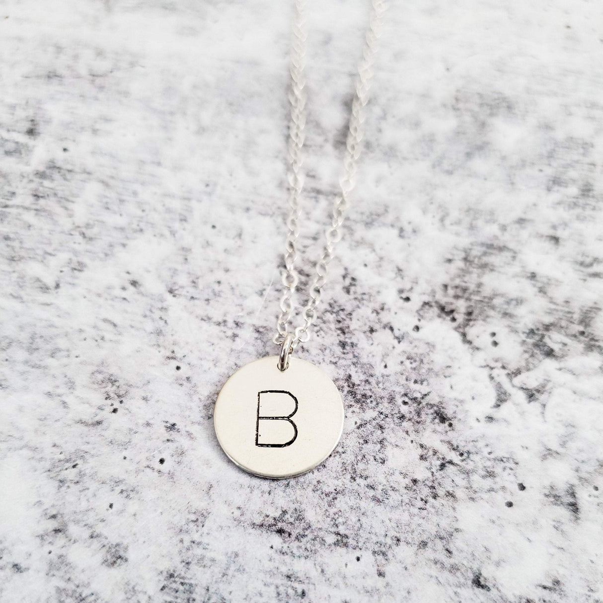 Uppercase Initial Circle Disc Necklace by Salt and Sparkle