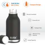 Urban Insulated and Double Walled Stainless Steel Bottle 16 Ounce by Asobu (Black) by ASOBU®