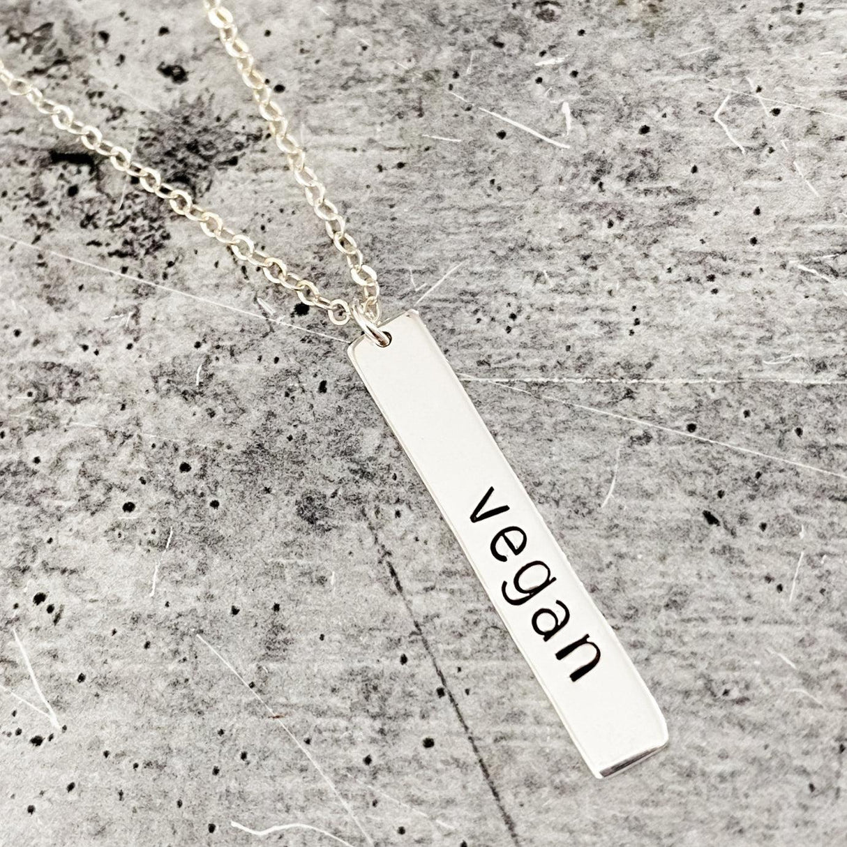 VEGAN Silver Vertical Bar Necklace by Salt and Sparkle