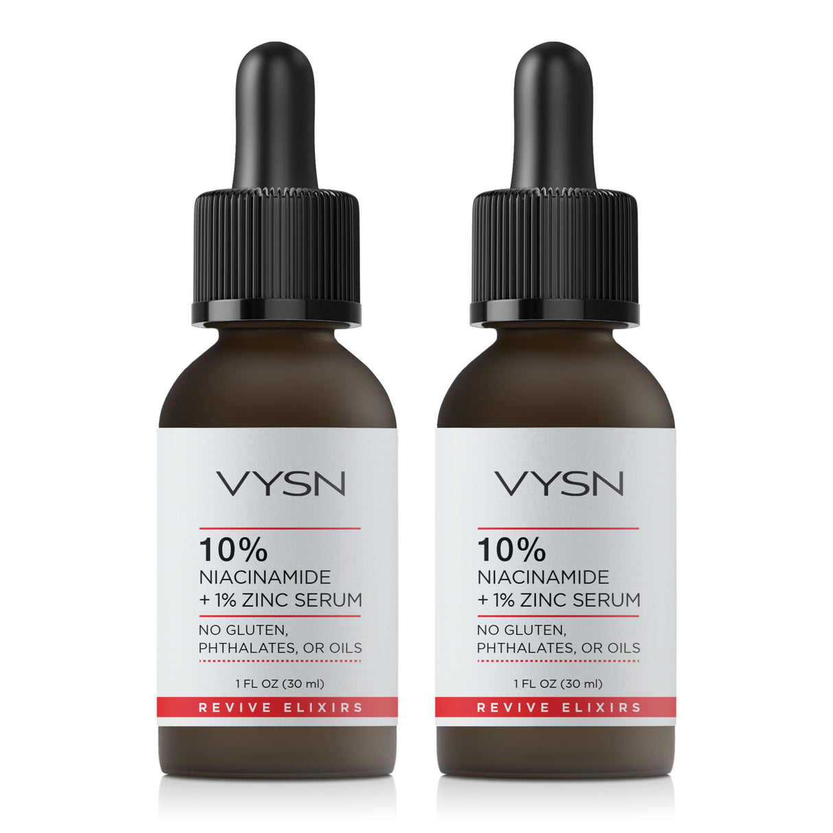 10% Niacinamide + 1% Zinc Serum - No Gluten, Phthalates, or Oils - 2-Pack -  1 oz