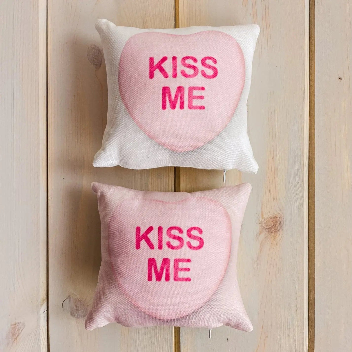 Valentines Candy Mini Pillow Set | 8x8 Pillow Covers | Valentine card motifs | Throw Pillow | Love is Love | I Love You | I Love You Gifts by UniikPillows