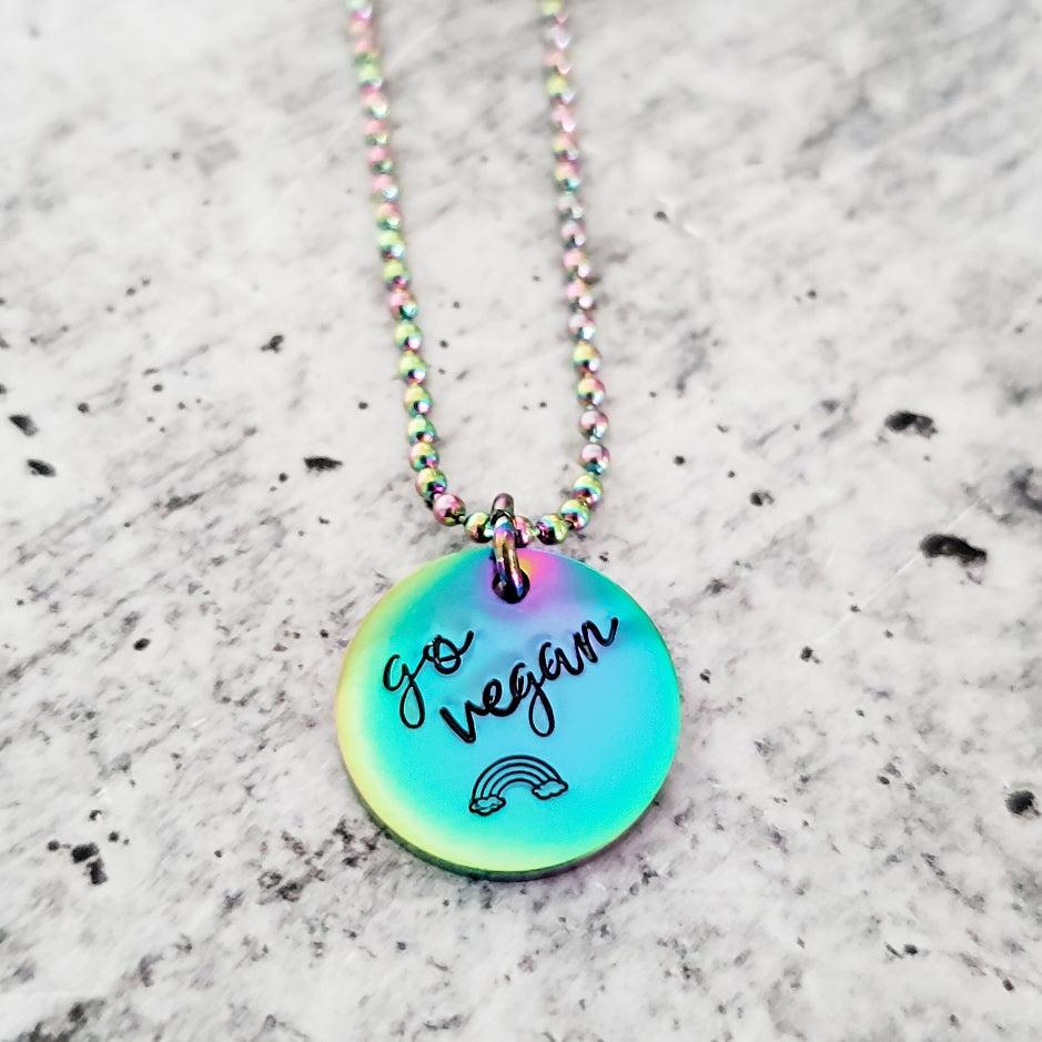 Vegan Rainbow Pendant Necklace by Salt and Sparkle