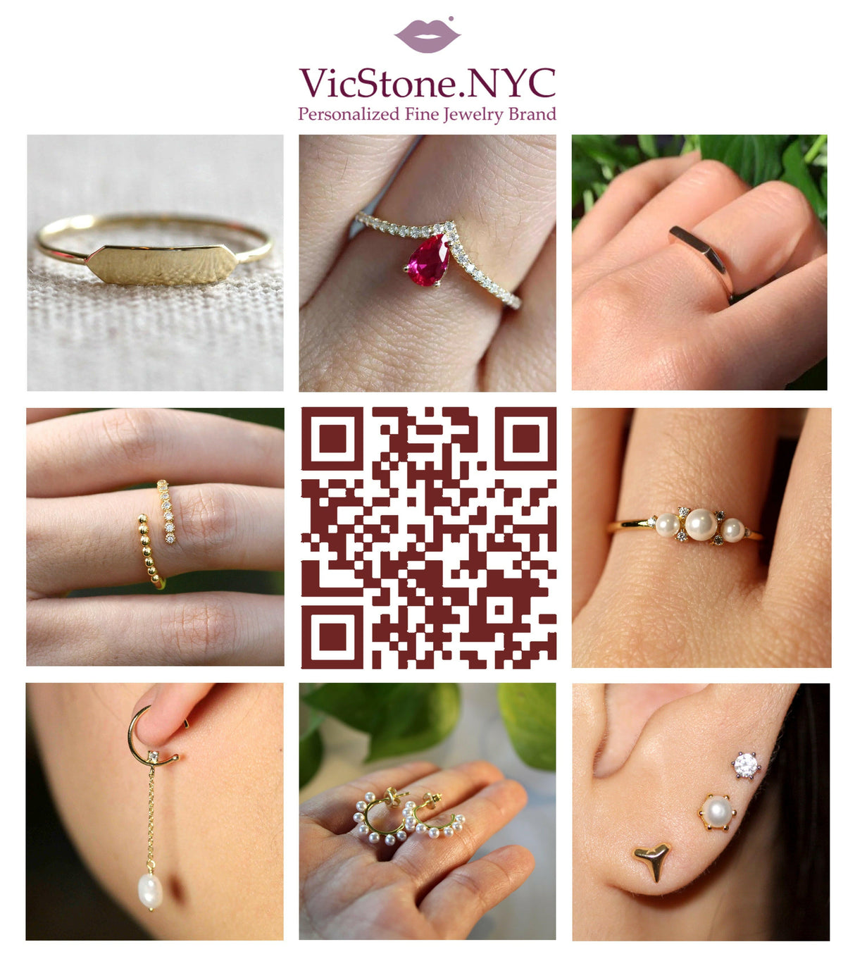 14k Tiny 2 Diamonds Gold Ring by VicStoneNYC Fine Jewelry