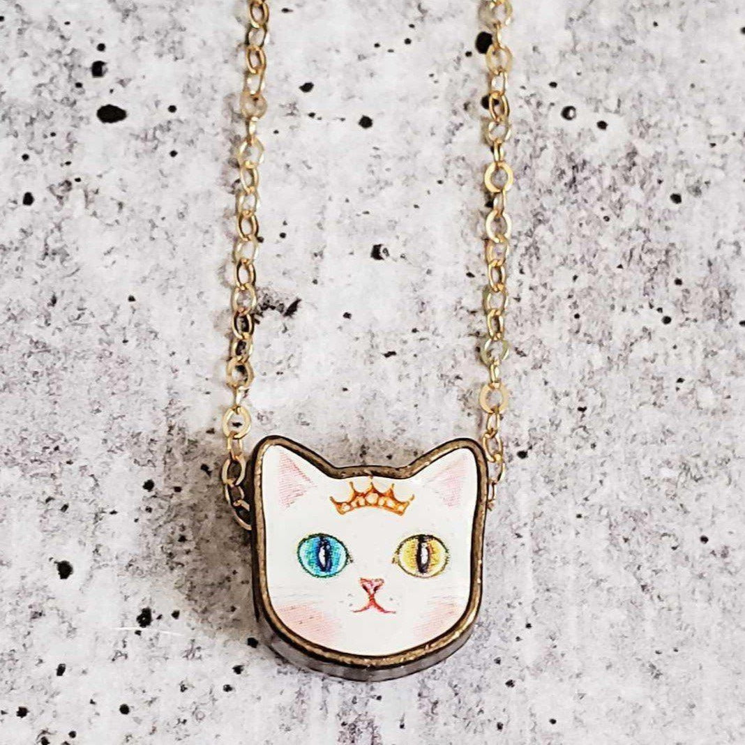 Vintage Style Kawaii Kitty Charm Necklace by Salt and Sparkle