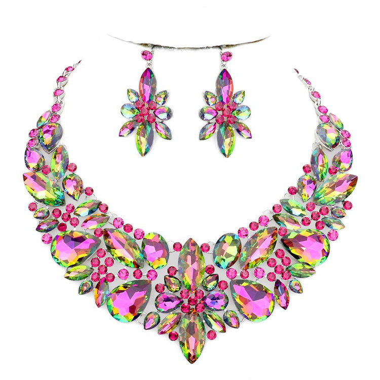 Elegant Multi Stone Evening Necklace Earrings Set by Madeline Love