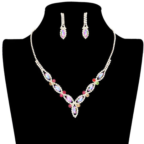 Marquise Stone Accented Rhinestone Necklace by Madeline Love