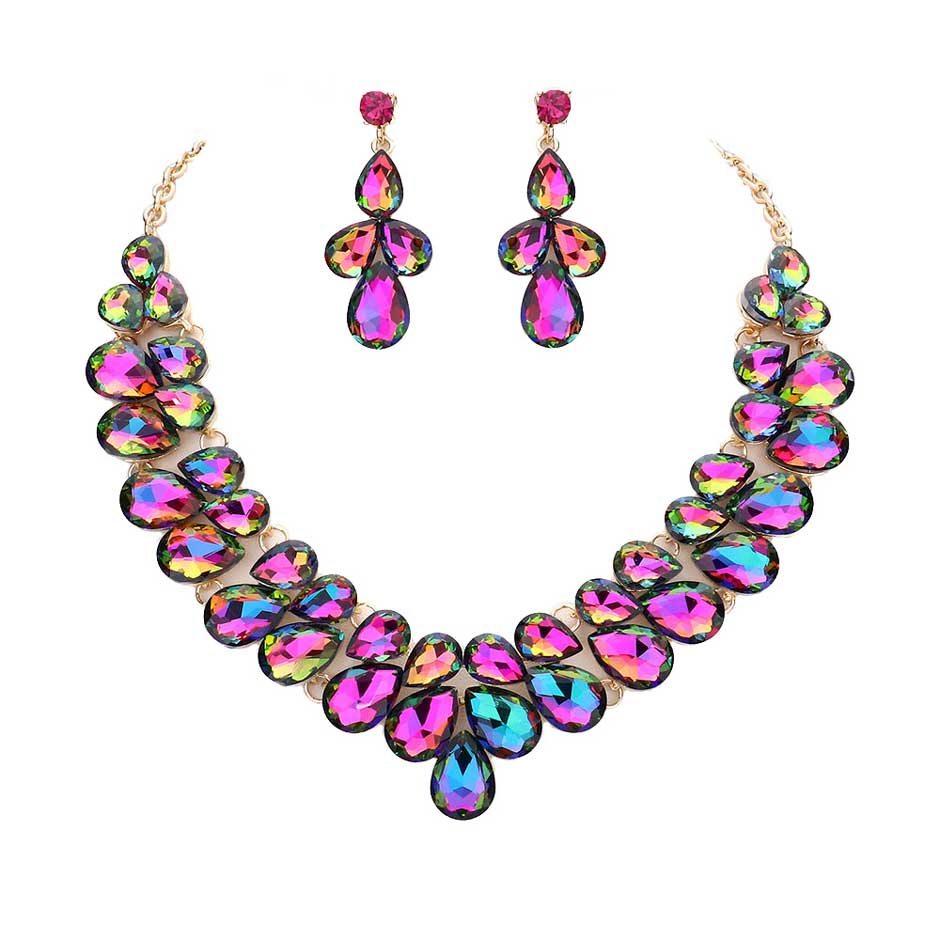 Teardrop Stone Cluster Evening Necklace by Madeline Love