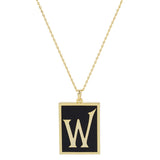 Gold Dipped Enamel Rectangle Monogram Pendant Necklace by Madeline Love