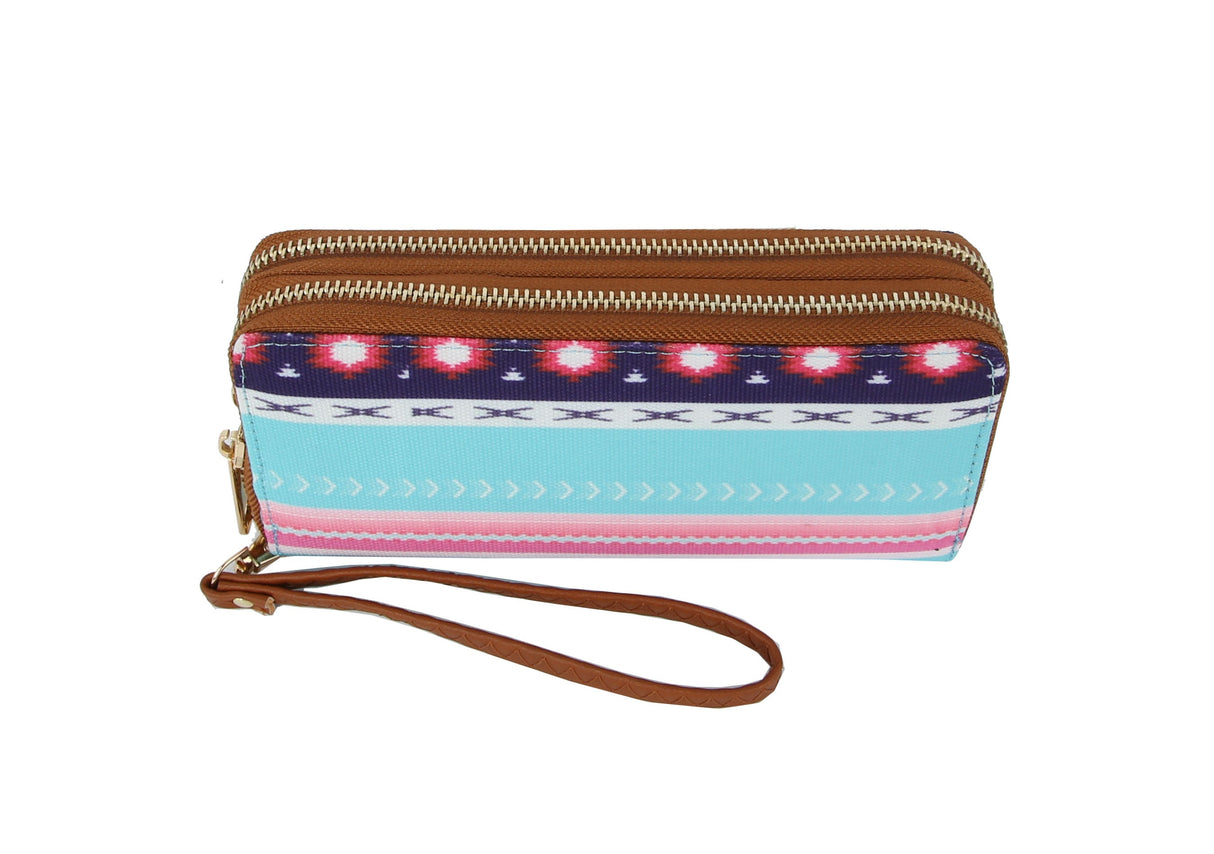 MULTI COLORED ZIG ZAG AZTEC PRINT WALLET by hfstylish