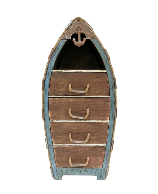 Solid wood boat shaped cabinet with drawers by Peterson Housewares & Artwares