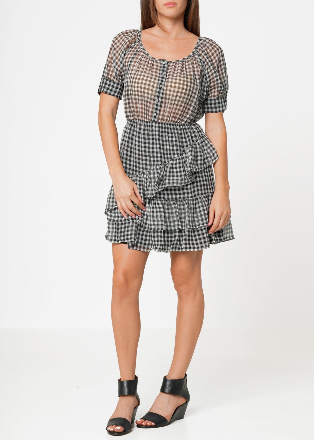 Women's Crinkle Chiffon Gingham in Black by Shop at Konus